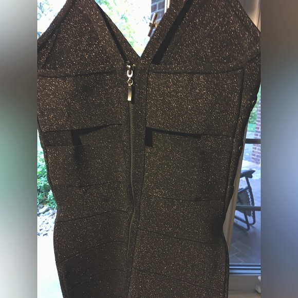 BEBE black sparkly mini dress. - Picture 6 of 11